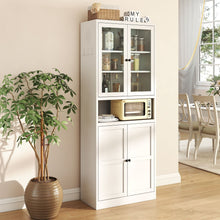 Load image into Gallery viewer, Metal Kitchen Pantry Cabinet Tall Storage With Adjustable Shelves, Heavy Duty Stainless Steel Frame - White
