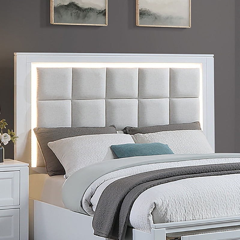 Bedroom Set, Bed With Drawers And Upholstered Headboard LED Lighting