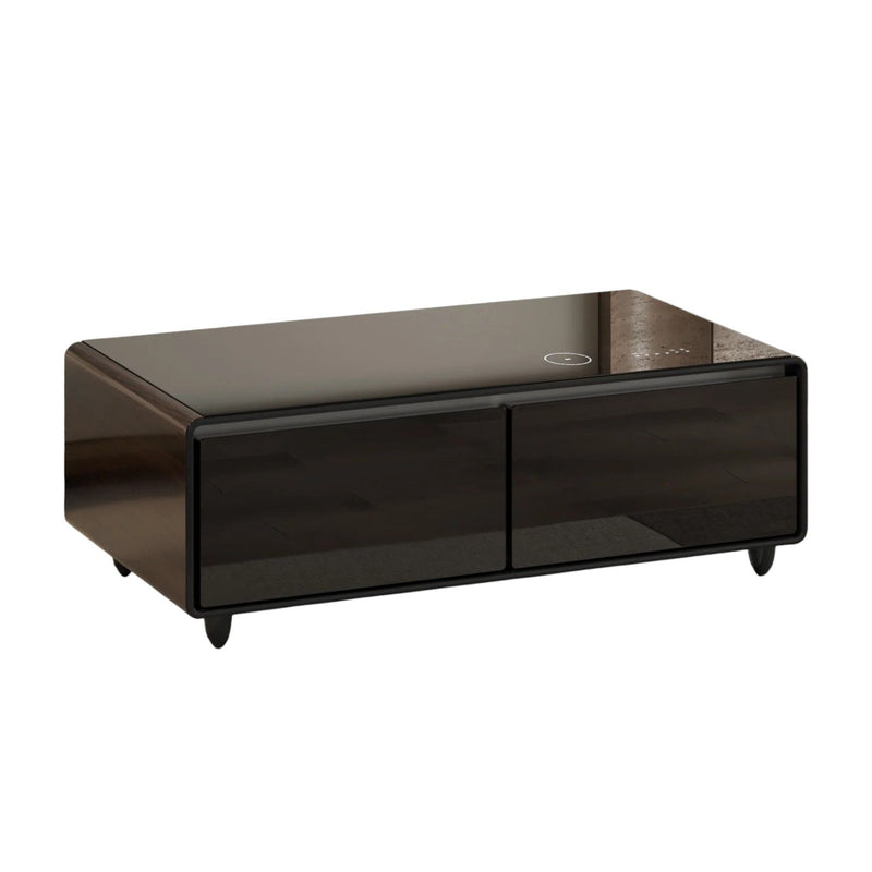Synthetic Laminate Reclaimed Wood End Table With Two Drawers USB Port (604057) - Brown / Black