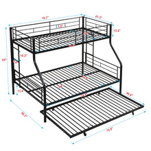 Load image into Gallery viewer, Twin Over Full Modern Metal Bunk Bed With Trundle - Black
