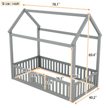 Load image into Gallery viewer, Wood House Bed With Fence And Door
