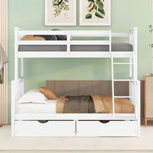 Load image into Gallery viewer, Twin-Over-Full Bunk Bed with Ladders and Two Storage Drawers (White){old sku:LT000165AAK}
