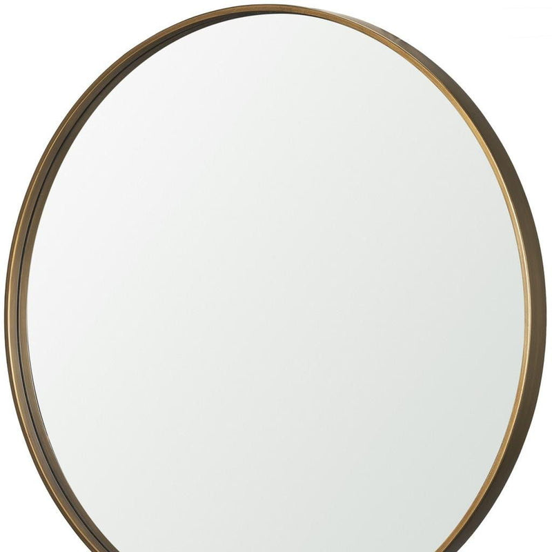 Metal Round Framed Accent Mirror - Brown