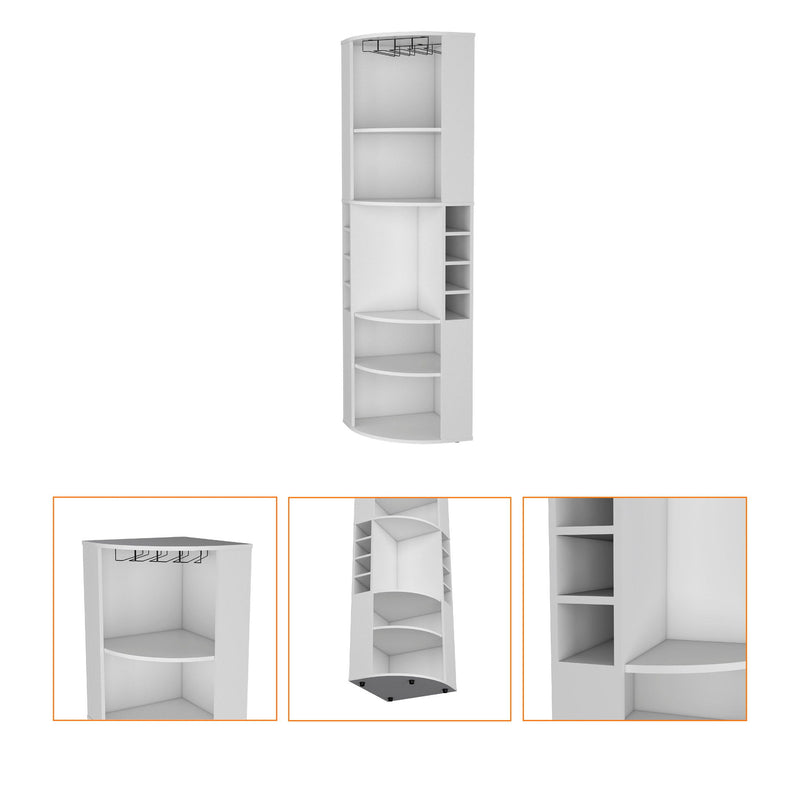 71" Wood Corner Bar Cabinet - White