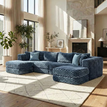 Load image into Gallery viewer, Modular Sectional Sofa, Boneless Couch With 2 Movable Ottomans
