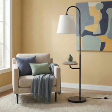 Load image into Gallery viewer, Seoul - Floor Lamp With Rotary Switch Wood Table Base - Black / White
