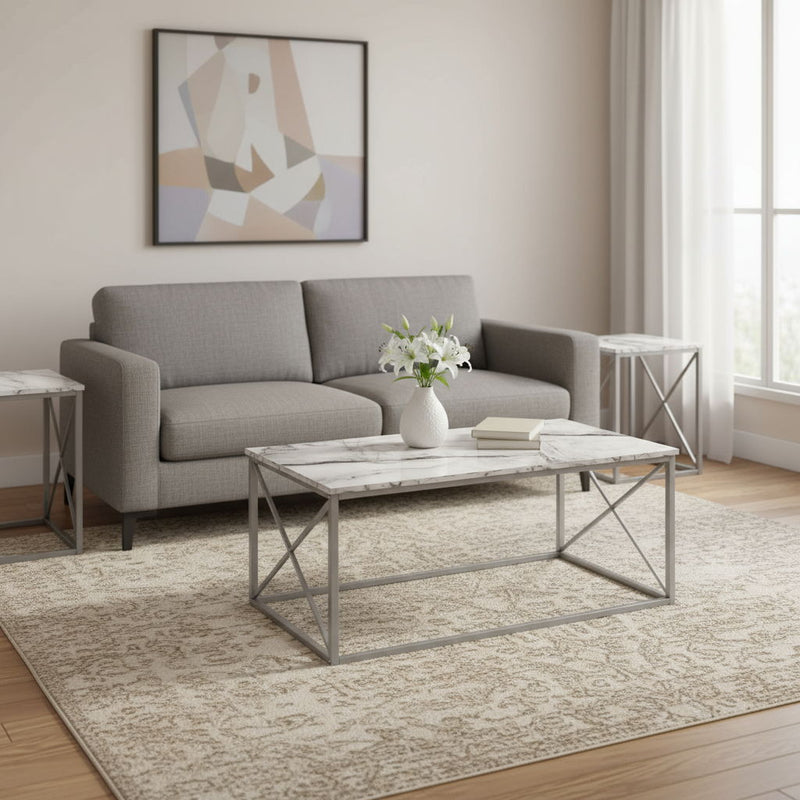Metal Coffee Table (Set of 3) - White