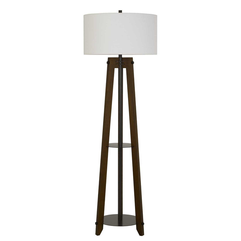 Tripod Floor Lamp With White Rectangular Shade - Brown