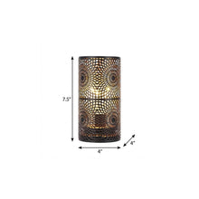 Load image into Gallery viewer, 8" Black Metal Pierced Novelty Desk Lamp With Cylinder Shade
