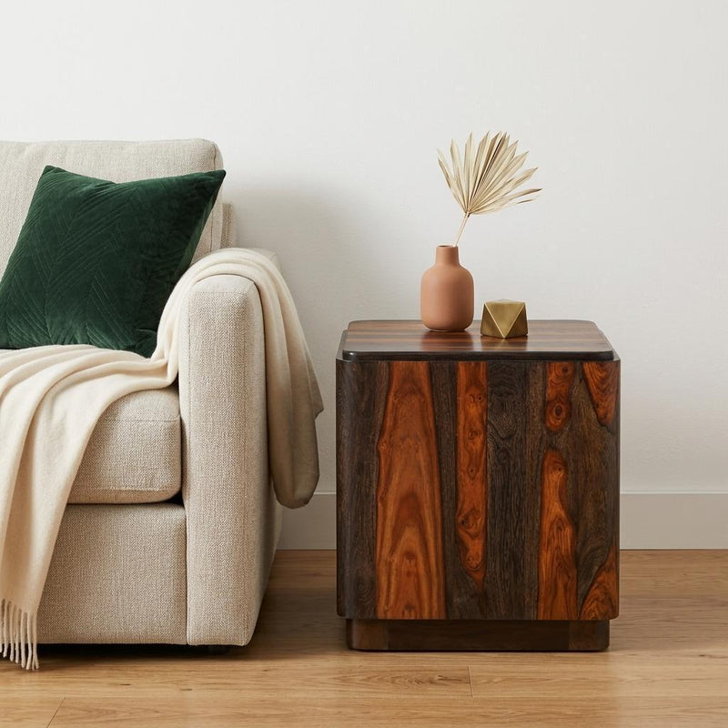 Square Block End Table (740772) - Dark Brown