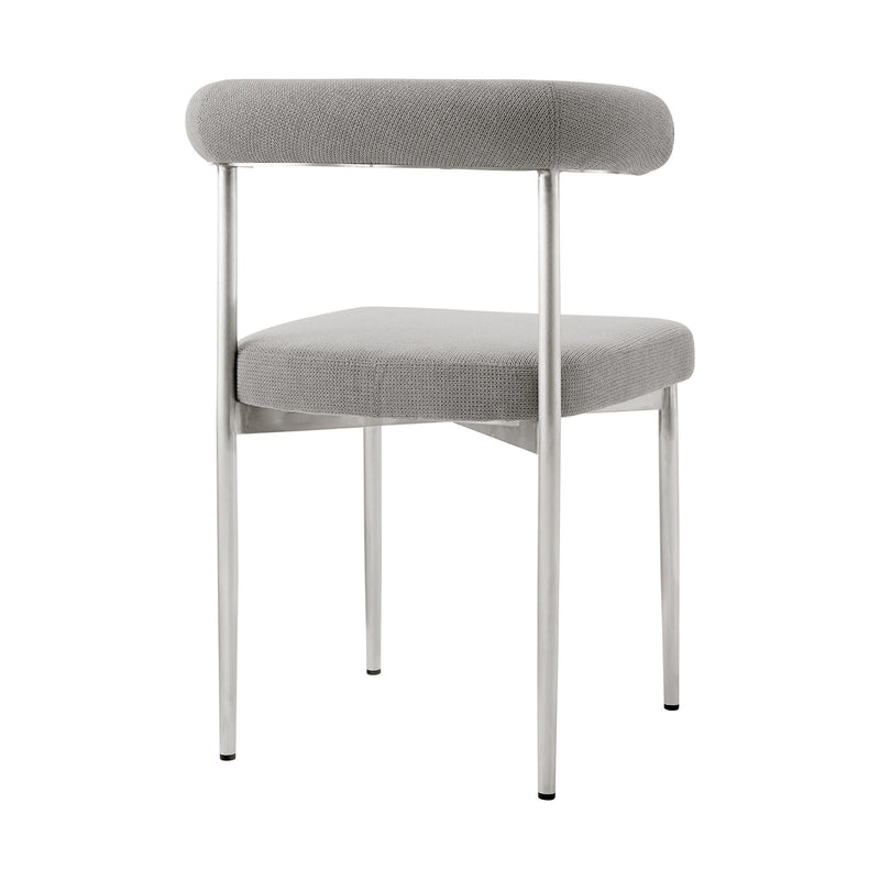 Contemporary Upholstered Polyester Open Back Dining Side Chairs (Set of 2) - Gray