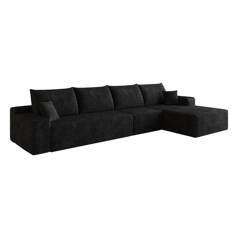 Corduroy Modular L Shaped Sofa And Chaise Sectional (762644) - Black