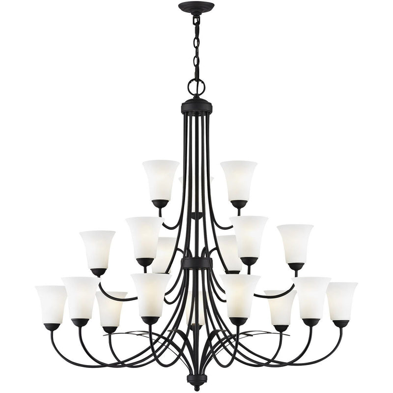 42" Multi Light Dimmable Chandelier With Shades - Black