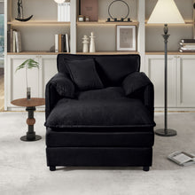 Load image into Gallery viewer, Oversized Chair With Movable Ottoman, Soft Upholstered Lounge Chair
