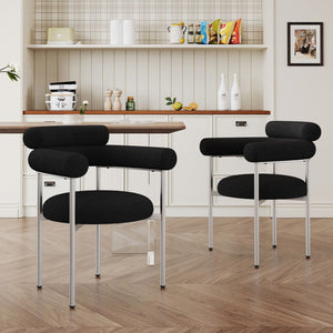 Contemporary Upholstered Armchair Dining Chairs With Metal Legs (Set of 2)