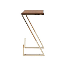 Load image into Gallery viewer, Stylish Asymmetrical Wood And Metal Z Shaped Side Table - Brown Natural
