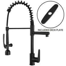 Load image into Gallery viewer, Kitchen Sink Faucet With LED Pull Down Sprayer, Single Handle High Arc Faucet, Dual Spouts, Deck Mount - Matte Black
