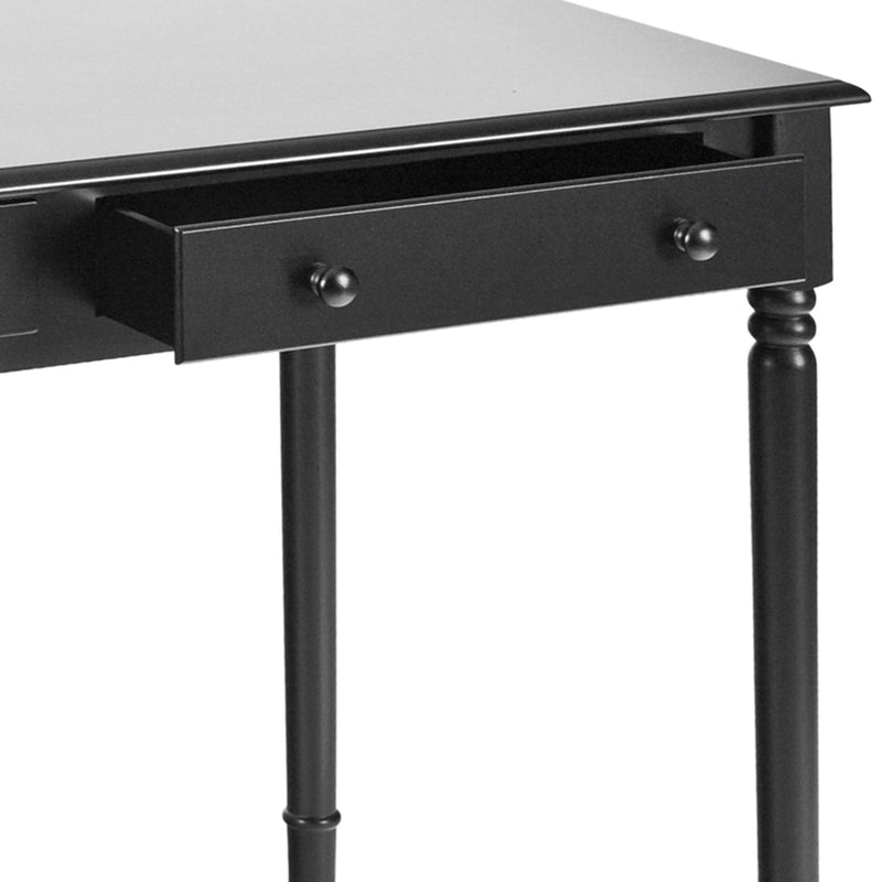 Fir Writing Desk With Two Drawers - Black