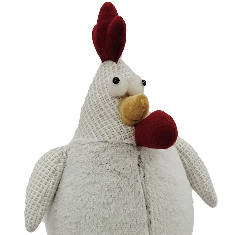 Fabric Rooster Figurine - White / Yellow / Red