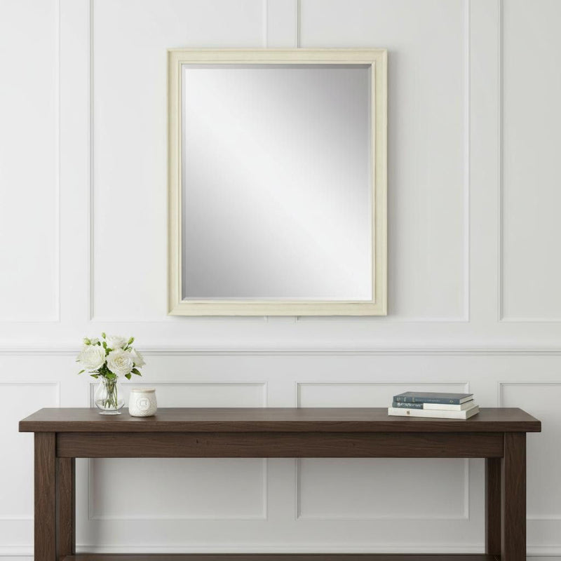 44" Solid Wood Framed Accent Mirror - White