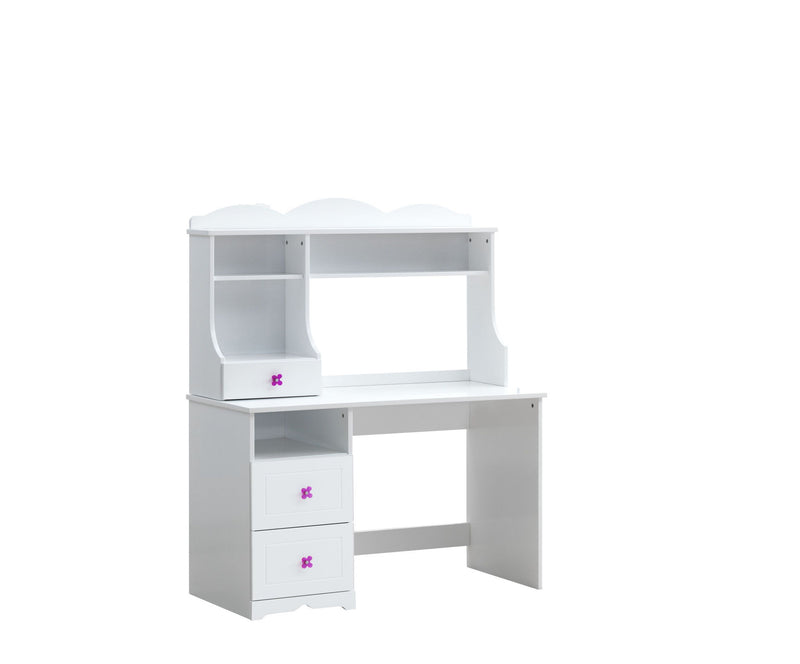 Wood Writing Desk With Two Drawers - White