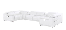Load image into Gallery viewer, Leather Modular U Shaped Eight Piece Corner Sectional With Console - White
