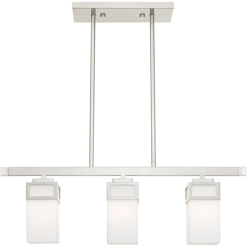10" Three Light Dimmable Chandelier With Shades - Nickel