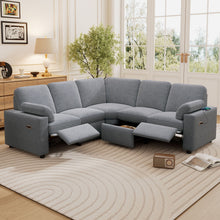 Load image into Gallery viewer, Power Recliner Sectional Sofa Home Theater Reclining Sofa With Two USB Ports, Two Storage Drawers For Living Room
