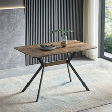 Load image into Gallery viewer, Modern Minimalist Style Dining Table MDF Wooden Top Metal Shelf Metal Heat Transfer Legs Leveling Feet For Dining Room Kitchen Office Table - Walnut / Black
