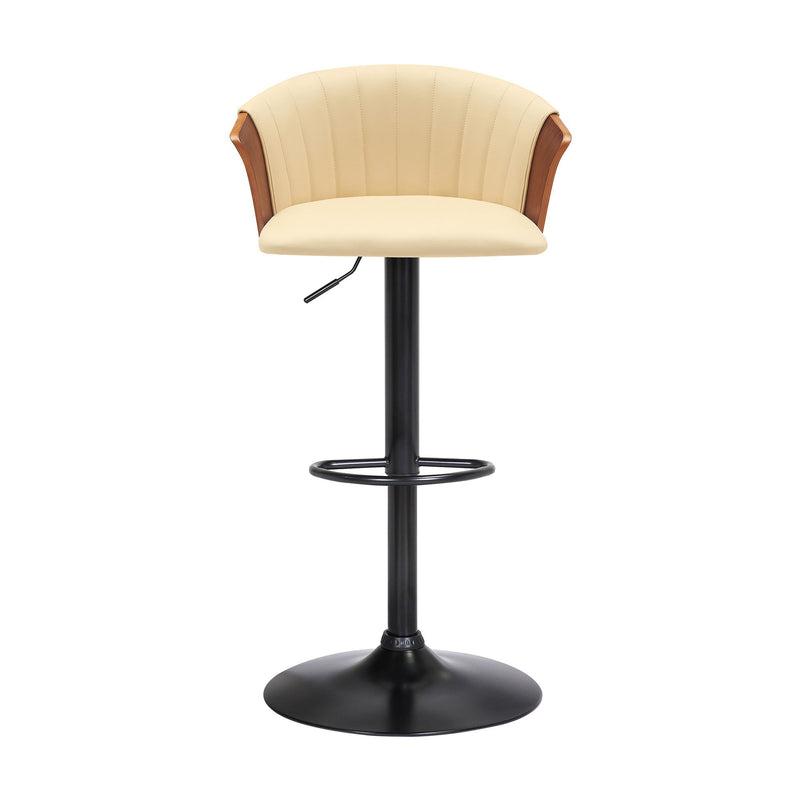 Faux Leather With Metal Swivel Adjustable Height Bar Chair - Cream And Black
