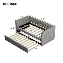 Load image into Gallery viewer, Upholstered Twin Size Daybed With Trundle, Padded Back And Sides - Gray

