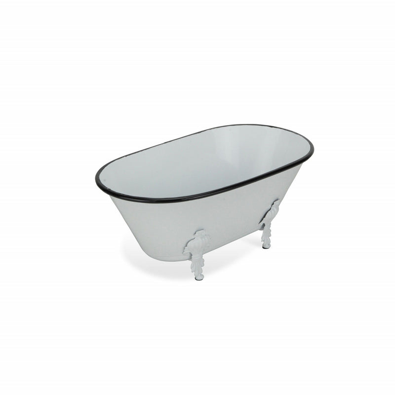 Hand Painted Decorative Tub Tabletop Sculpture - White