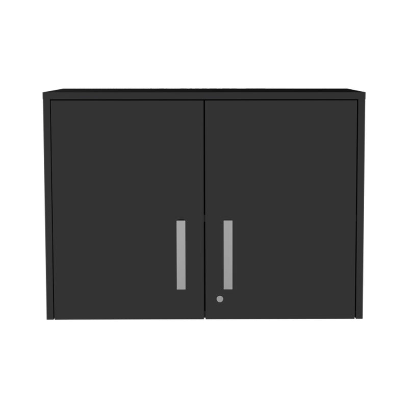 20" Wood Wall Mounted Storage Cabinet With Two Doors - Black