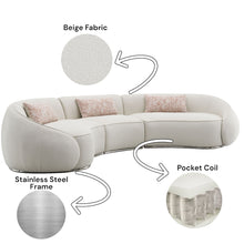 Load image into Gallery viewer, Sahara - Boucle Sectional Sofa With 3 Pillows - Beige
