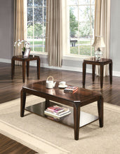 Load image into Gallery viewer, Solid Wood Coffee Table With Shelf And End Tables (Set of 3) - Brown
