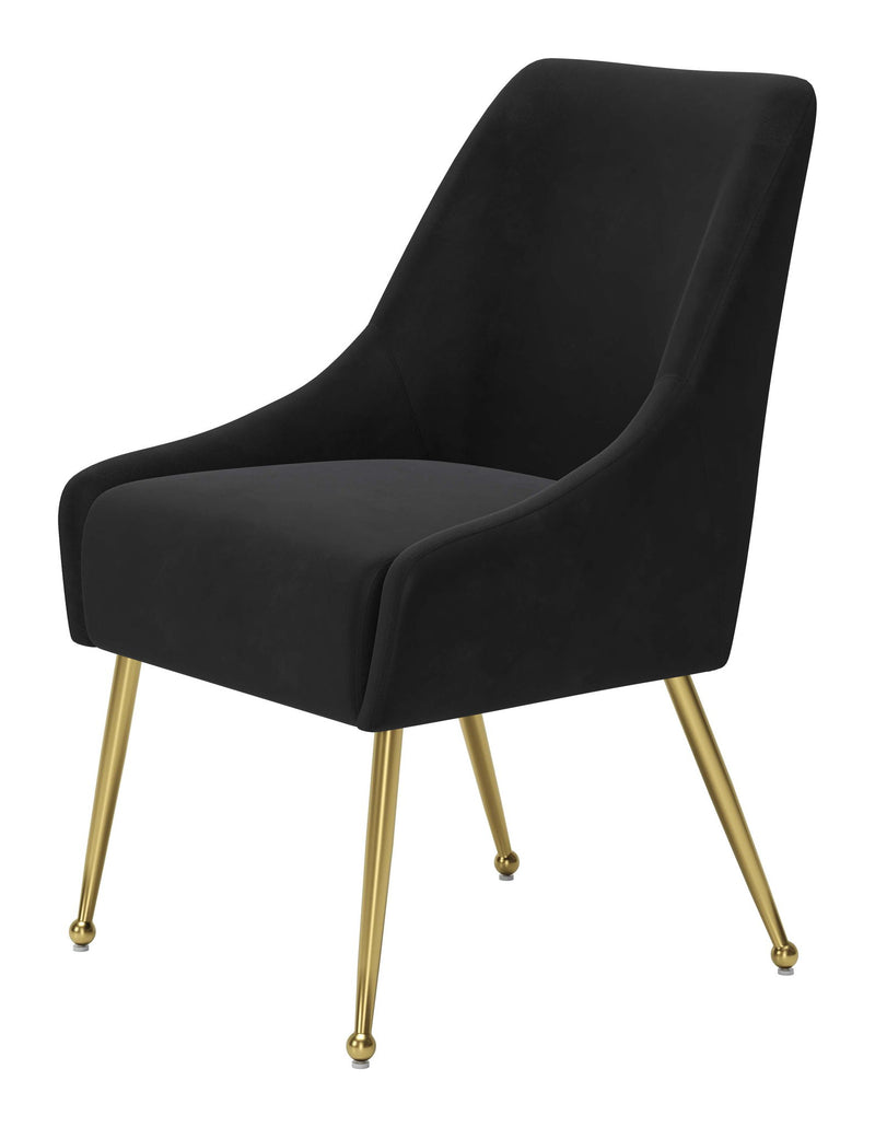 Upholstered Velvet Dining Side Chair - Black / Gold