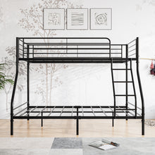 Load image into Gallery viewer, Heavy Duty Twin-Over-Full Metal Bunk Bed, Easy Assembly with Enhanced Upper-Level Guardrail, Black
