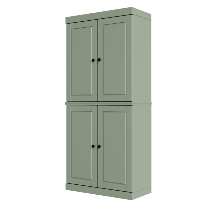 Adjustable Six Tier Library Bookcase With Four Doors (746696) - Sage