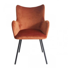 Load image into Gallery viewer, Upholstered Velvet Wing Back Dining Arm Chair - Orange
