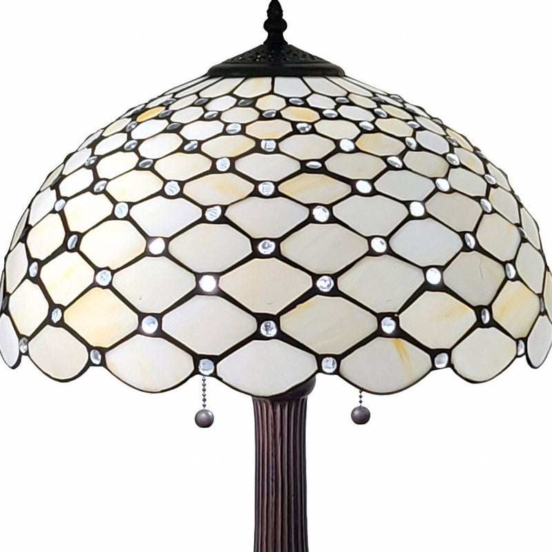 23" Metal Two Light Candlestick Table Lamp With Shade - Dark Brown / White