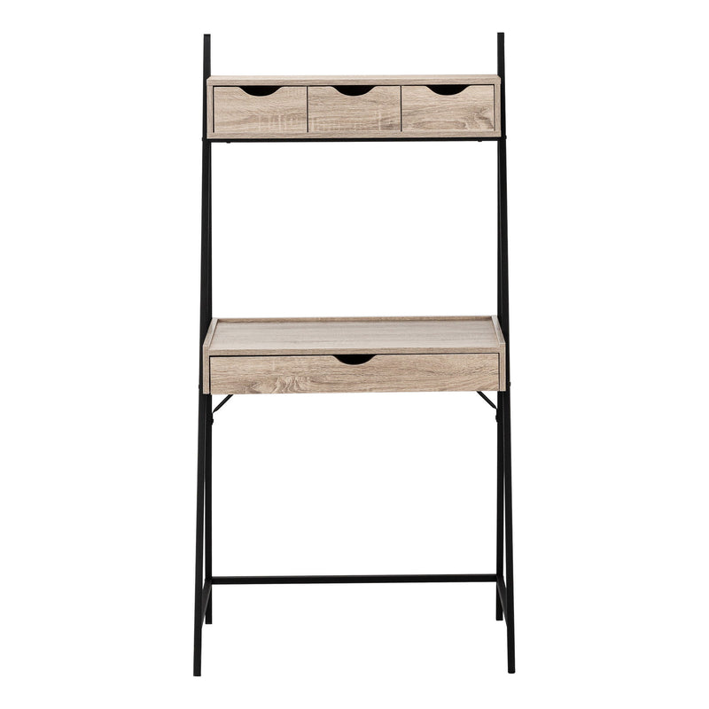 32" Wood And Metal Sled Computer Desk With Four Drawers - Taupe And Black