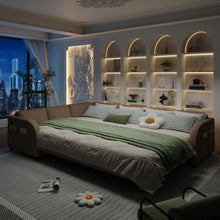 Load image into Gallery viewer, L-Shaped Couch With Pull-Out Bed, Convertible Sleeper Sofa With Side Pocket &amp; USB Port
