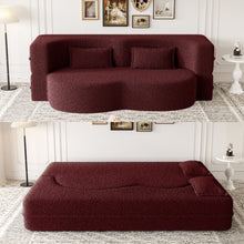 Load image into Gallery viewer, Modern Floor Sofa, With 2 Pillows, Convertible Teddy Fabric Foam Filled Bed
