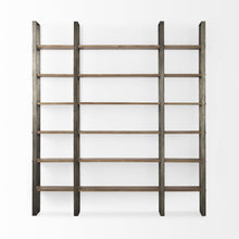 Load image into Gallery viewer, and Six Tier Bookcase - Brown / Nickel
