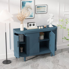 Load image into Gallery viewer, Curved Sideboard Wooden Console Table With 4 Doors And Adjustable Shelves For Living Room - Blue

