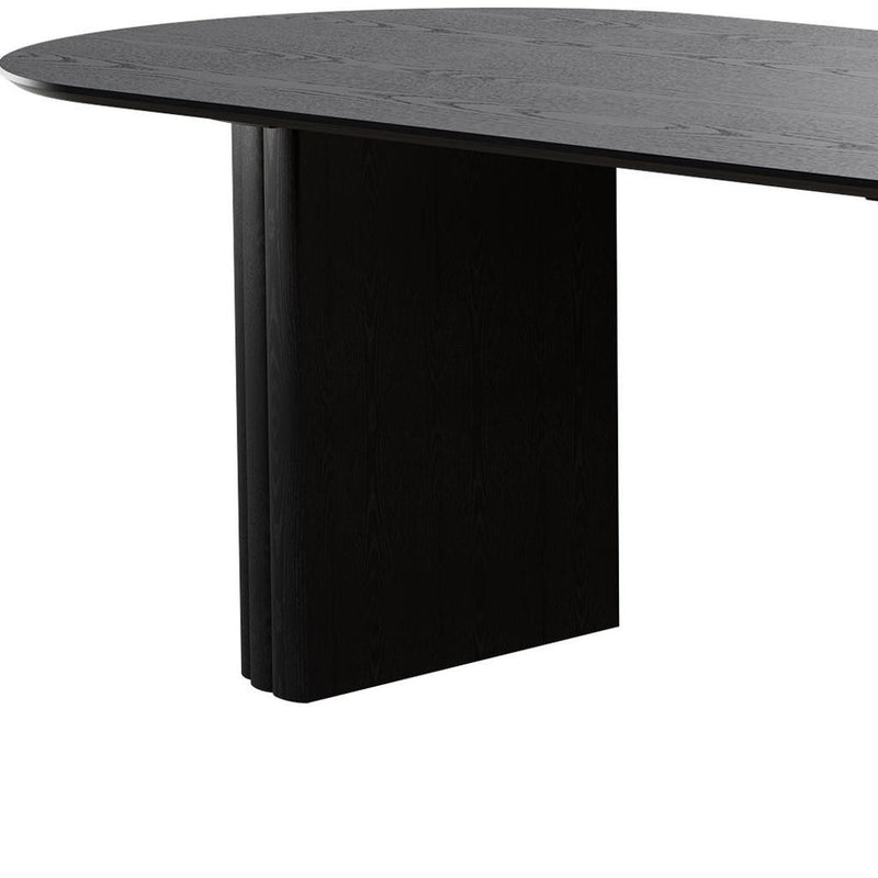 Solid Wood Pedestal Base Oval Dining Table - Black