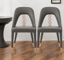 Load image into Gallery viewer, Upholstered In Faux Leather Dining Side Chairs (Set of 2) - Gray
