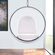 Load image into Gallery viewer, Acrylic And Faux Leather Hanging Balloon Chair - White And Silver
