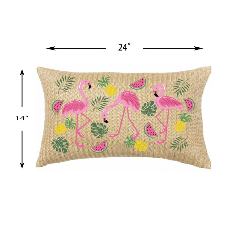 Summer Outdoor Lumbar Flamingo Pillows - Multi
