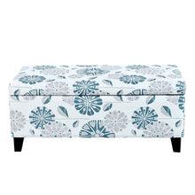 Load image into Gallery viewer, Luxury Storage Ottoman With Floral Patterned Fabric, Soft-Close Hinges, Multi Functional
